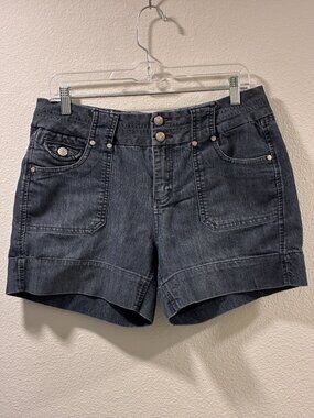 DAKOTA BLUE  Mid Rise Denim Short Shorts 5 Pocket Medium Dark Blue Wash Women 8